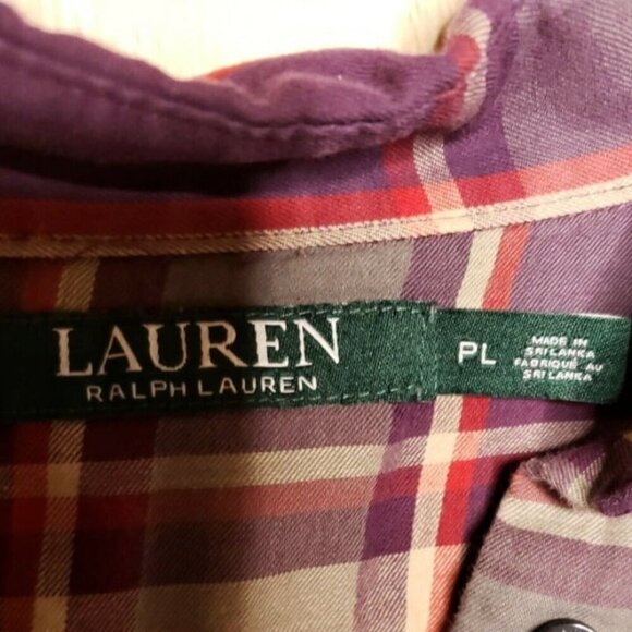 Lauren Ralph Lauren Womens Purple Plaid Cotton Long Sleeve Button Down Shirt LP - Picture 4 of 5